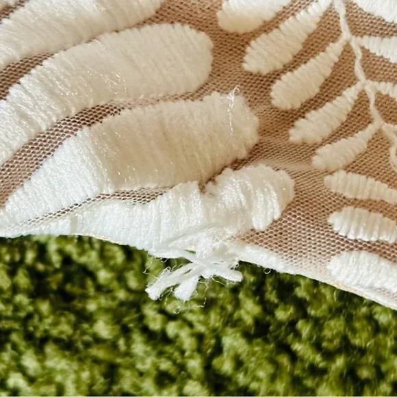 Guess Sz 14 Cream and White Embroidered Mesh Cutout Backless MIDI Dress w Slit - Picture 16 of 16